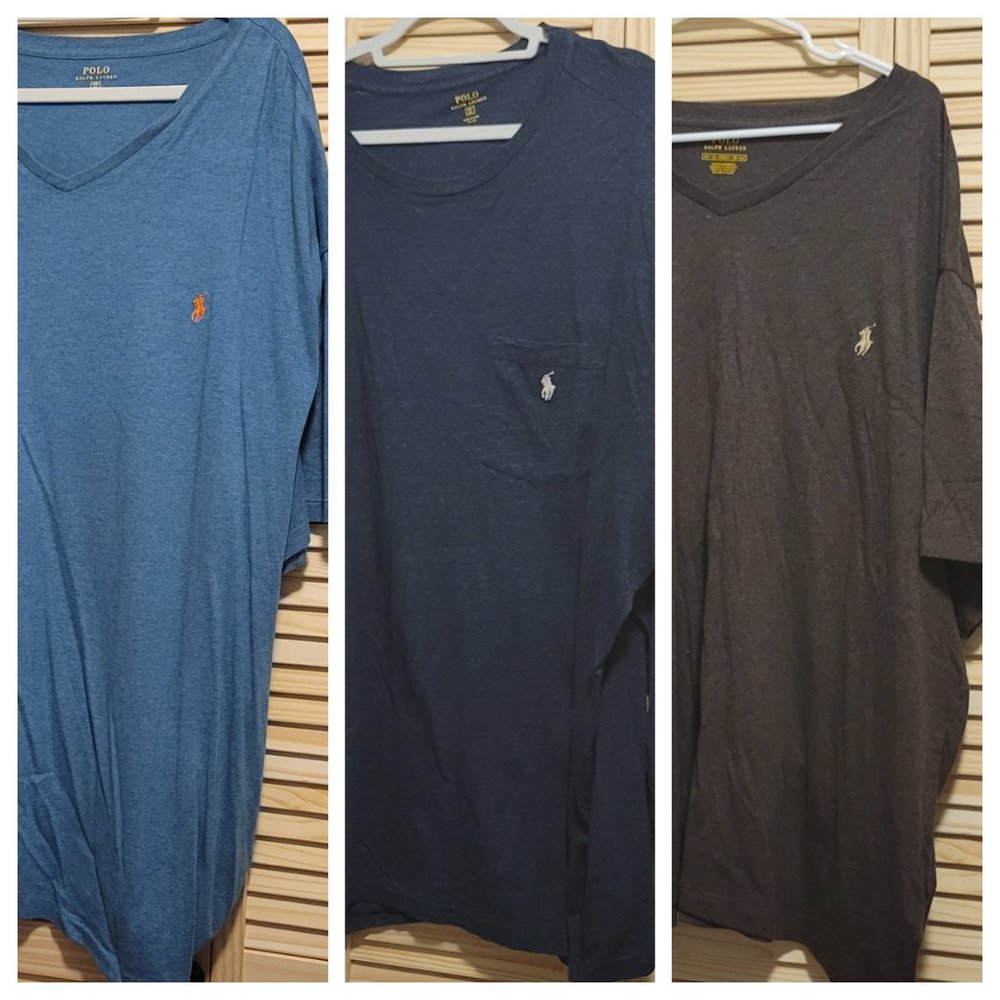Polo Ralph Lauren 4XB Black V Neck  & Long Sleeve Tee Bundle